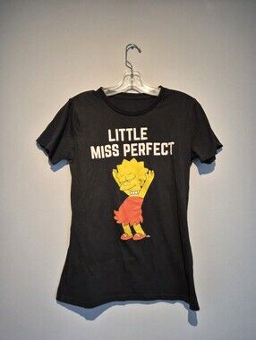 The Simpsons Little Miss Perfect Black Graphic T-Shirt | Size Small
